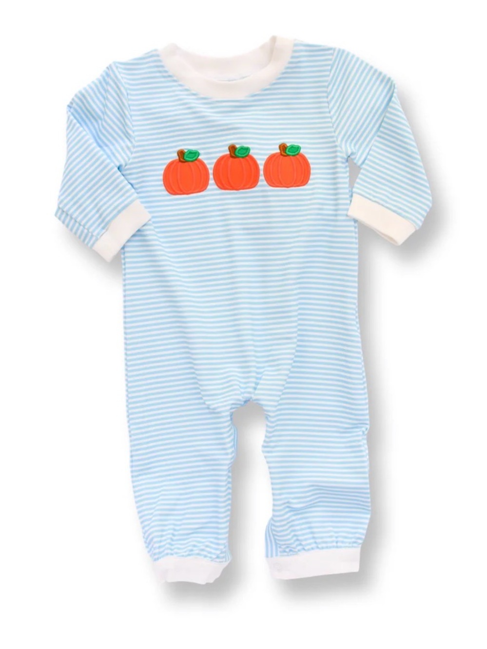 Boys Striped Pumpkin Appliqué Romper, Lillie & Lilah